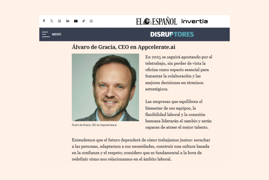 Acción Agencia de Comunicacion Villarrazo en Disruptores e Innovadores de El Español para cliente APPcelerate