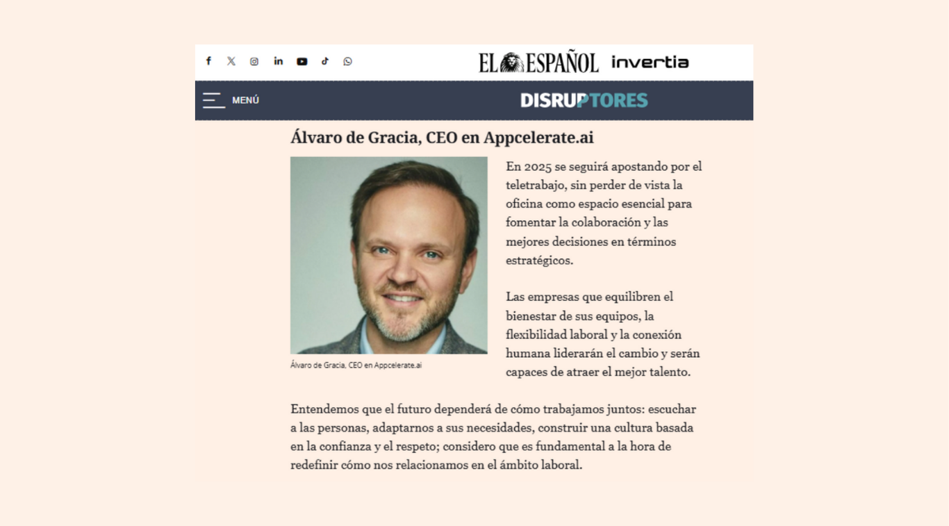 Acción Agencia de Comunicacion Villarrazo en Disruptores e Innovadores de El Español para cliente APPcelerate